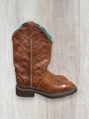 Justin Gypsy Women’s Western Cowboy Boots Brown Turquoise Leather Square Toe 8.5